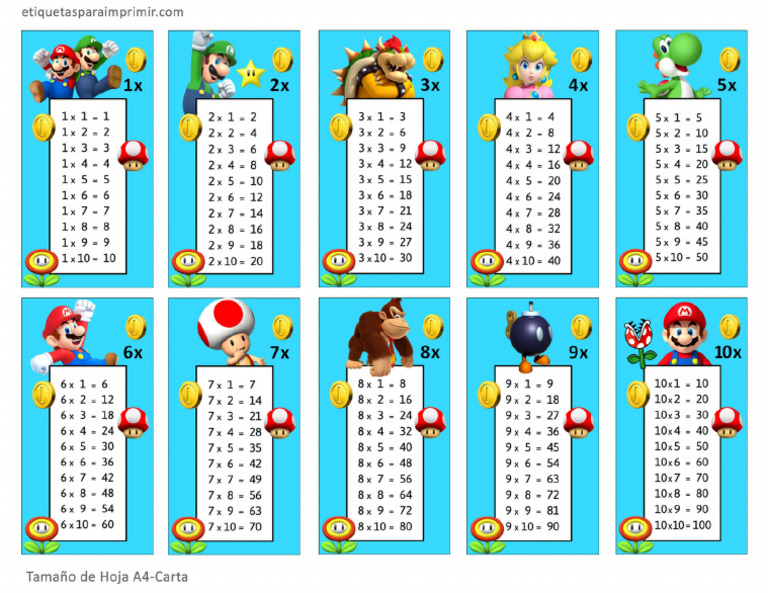 Mario Bros Tablas de Multiplicar | PDF