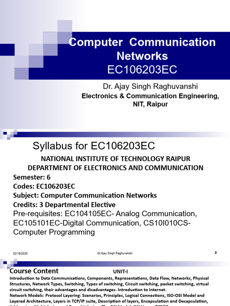 Computer Communication Networks Syllabus | PDF | Computer Network | Osi ...