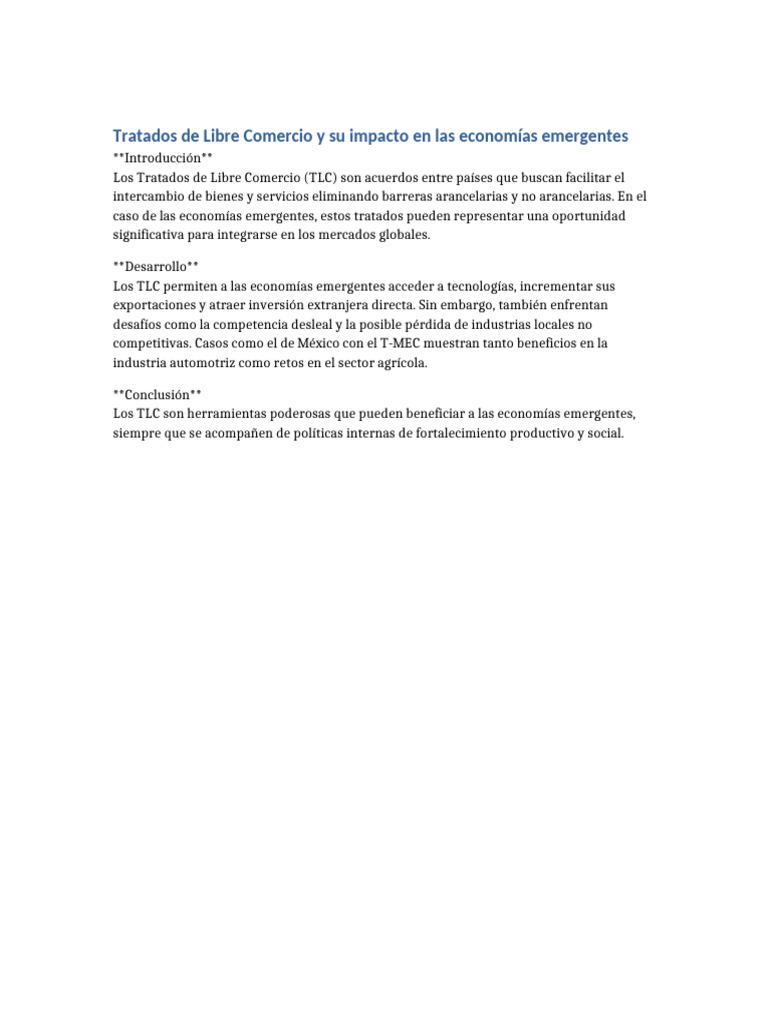 Impacto de TLC en Economías Emergentes | PDF