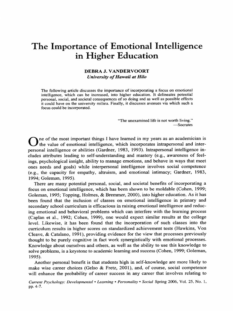 Enhancing Higher Education with Emotional Intelligence | PDF ...