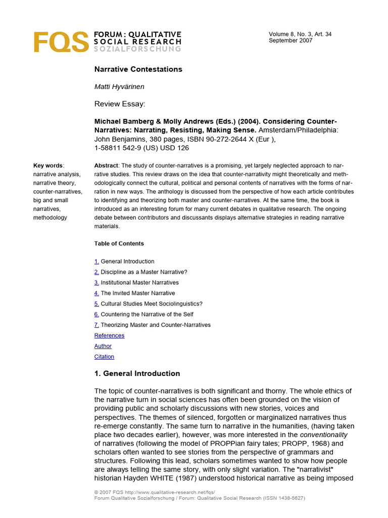 Review Essay Narrative Contestations | PDF | Narrative | Genre