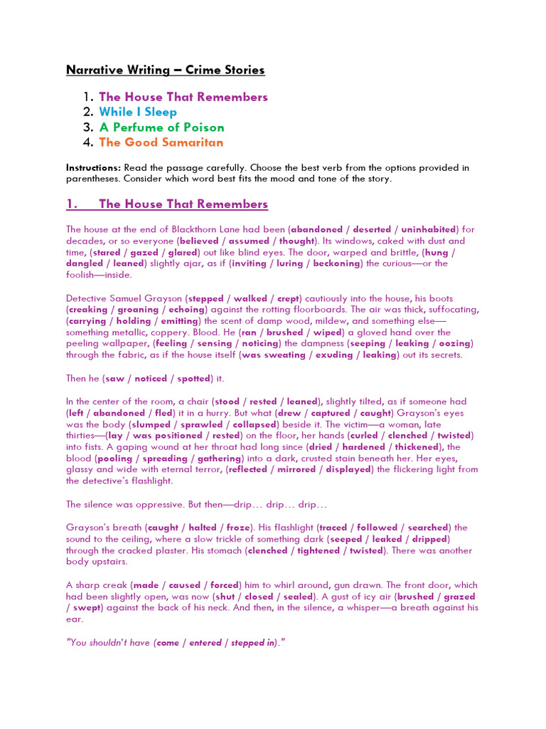 Narrative Writing - Crime Stories | PDF
