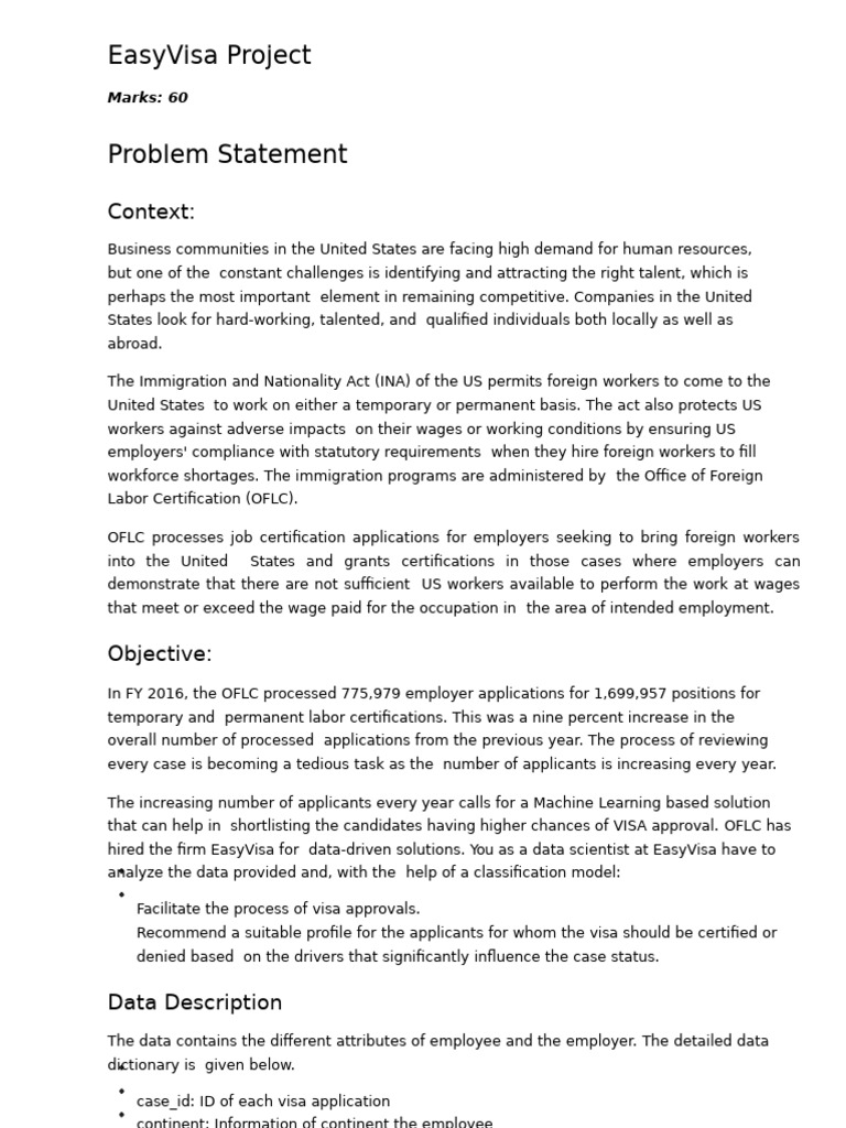 EasyVisa Machine Learning Project | PDF | Employment | Accuracy And ...