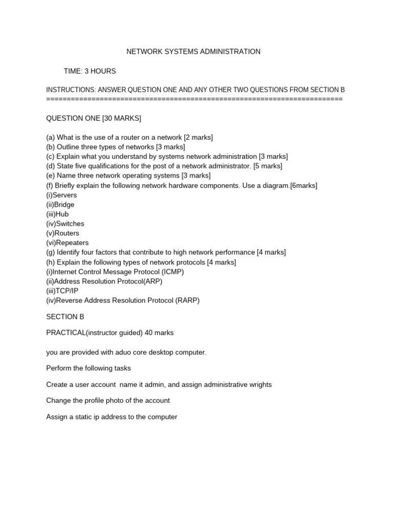 Network Systems Administration Overview | PDF