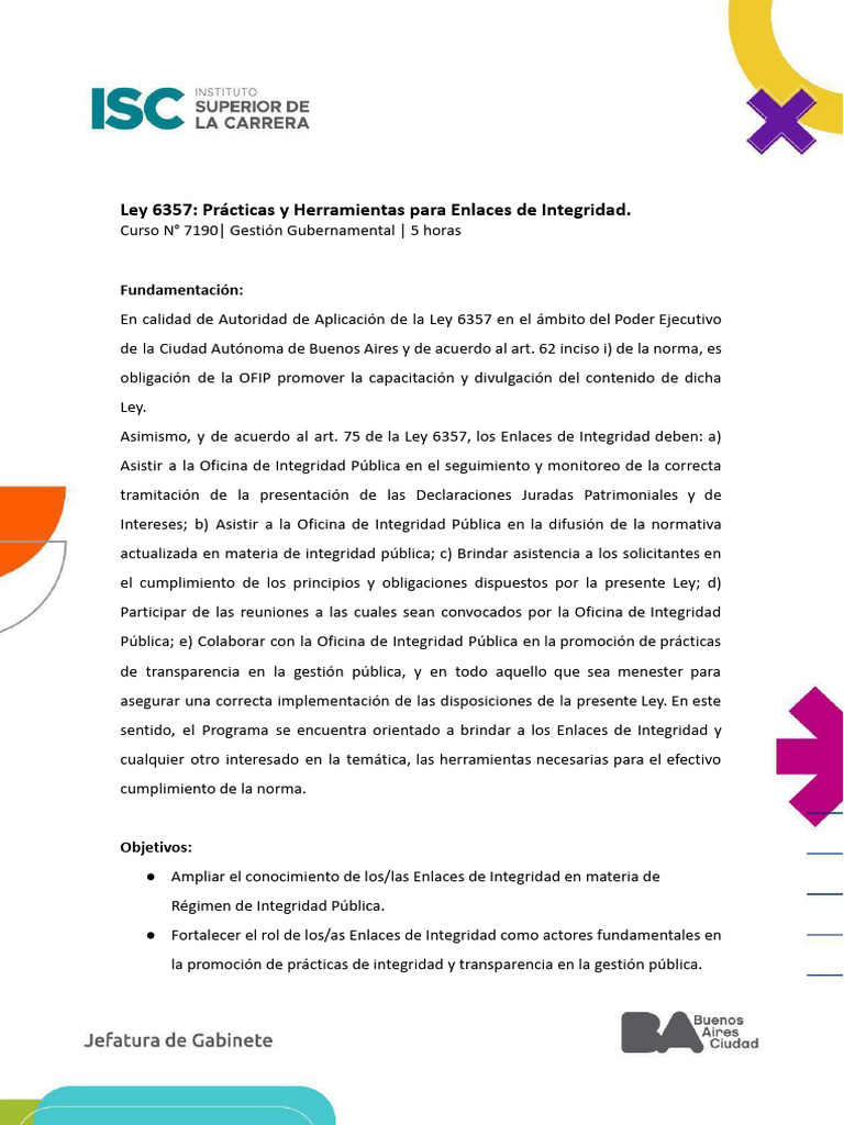 Ley 6357: Capacitación en Integridad Pública | PDF | Administración ...