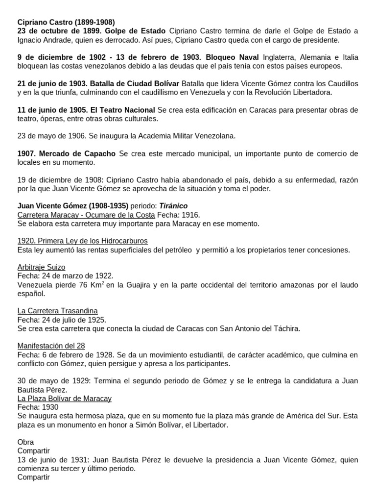 Historia de Venezuela (1899-1945) | PDF | Venezuela | Política de venezuela