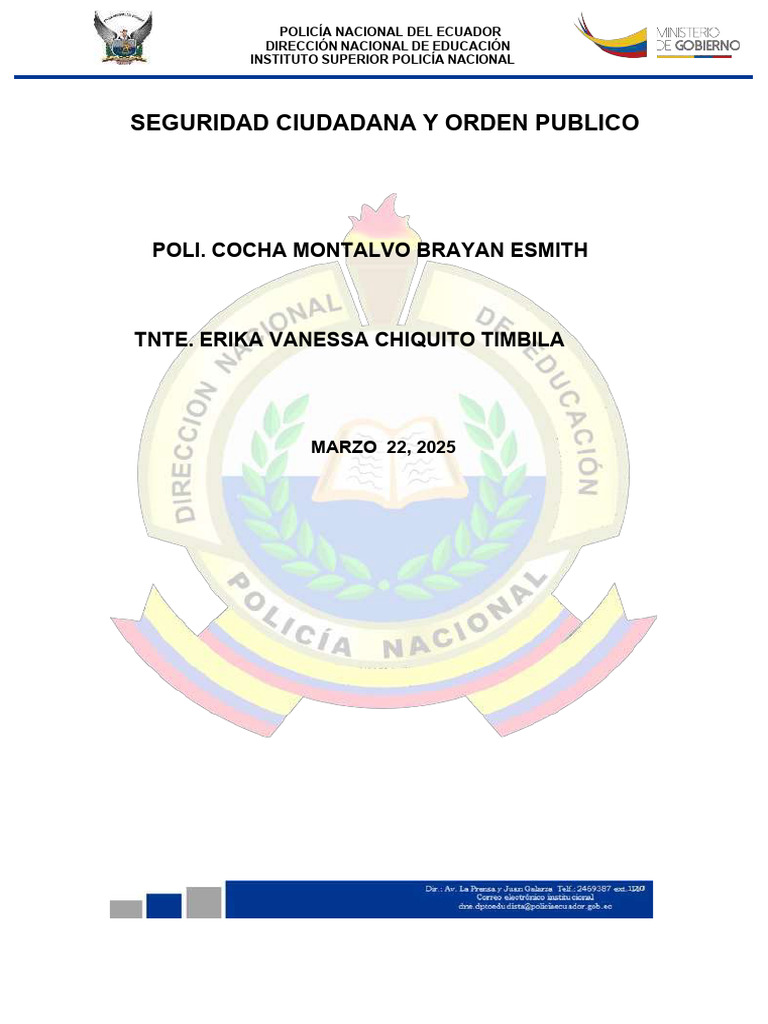 Seguridad Ciudadana y Orden Público en Ecuador | PDF | Valores | Policía