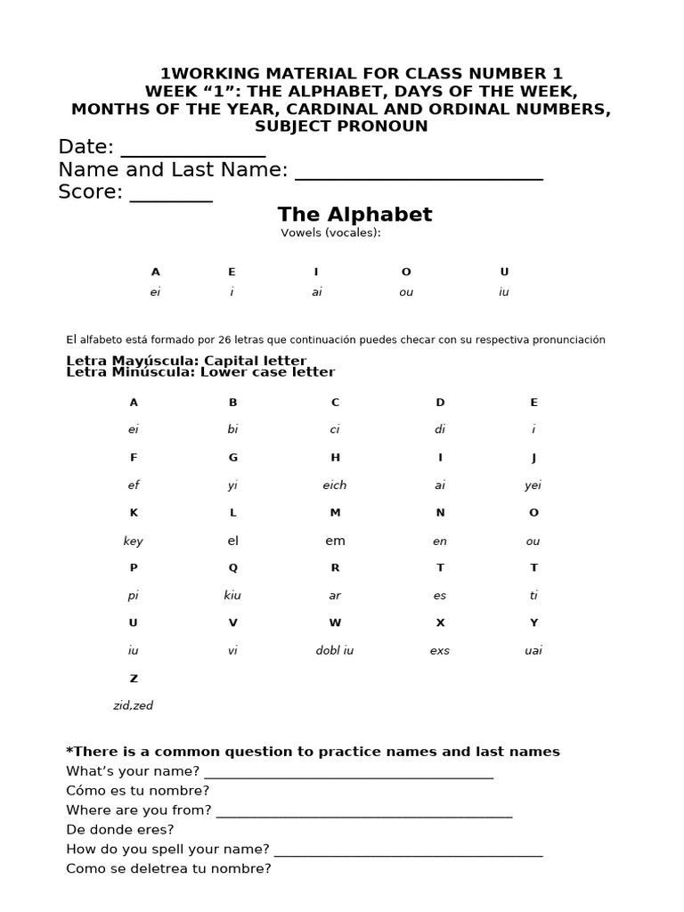 1RST Week Material For Students | PDF