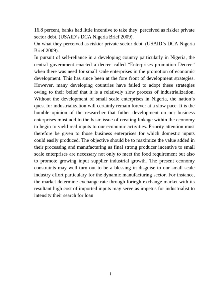 Promoting Small Scale Enterprises in Nigeria | PDF