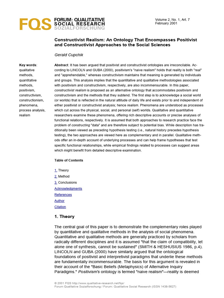 Constructivist Realism in Social Science | PDF | Positivism ...