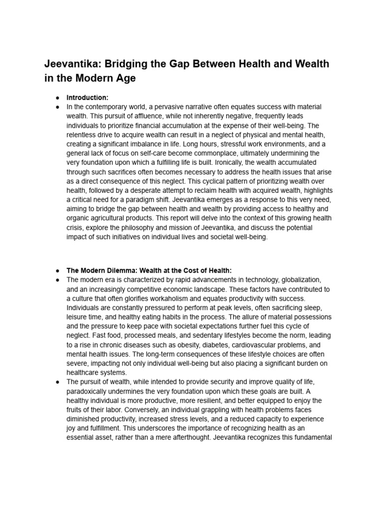 Health and Wealth: Jeevantika's Vision | PDF | Agriculture | Organic Foods