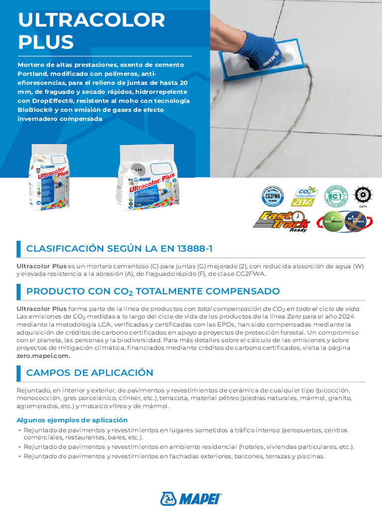 Mortero Ultracolor Plus: Características y Aplicaciones | PDF | Cemento ...