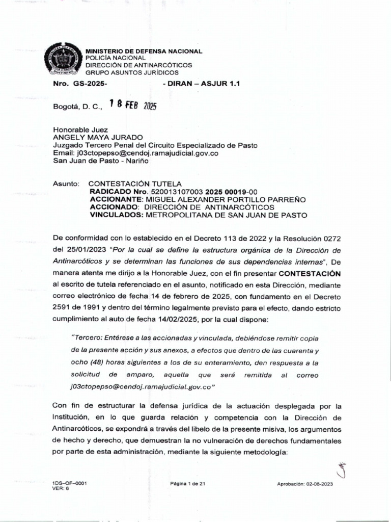 Contestación Tutela | PDF