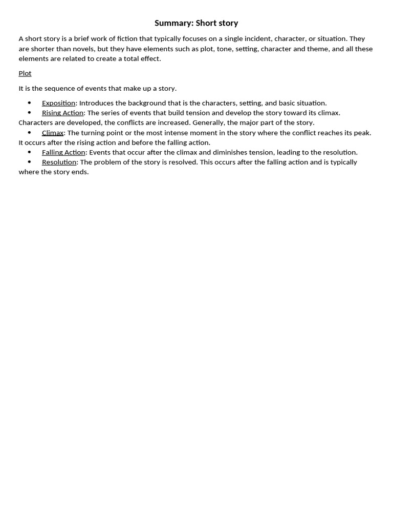 Elements of a Short Story Explained | PDF