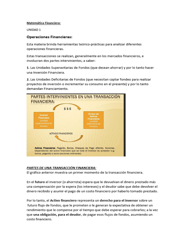 Matematica Financiera Unidad 1 | PDF | Interés | Inversiones