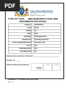 GR 10 ESSAY PROJECT BASED LEARNING