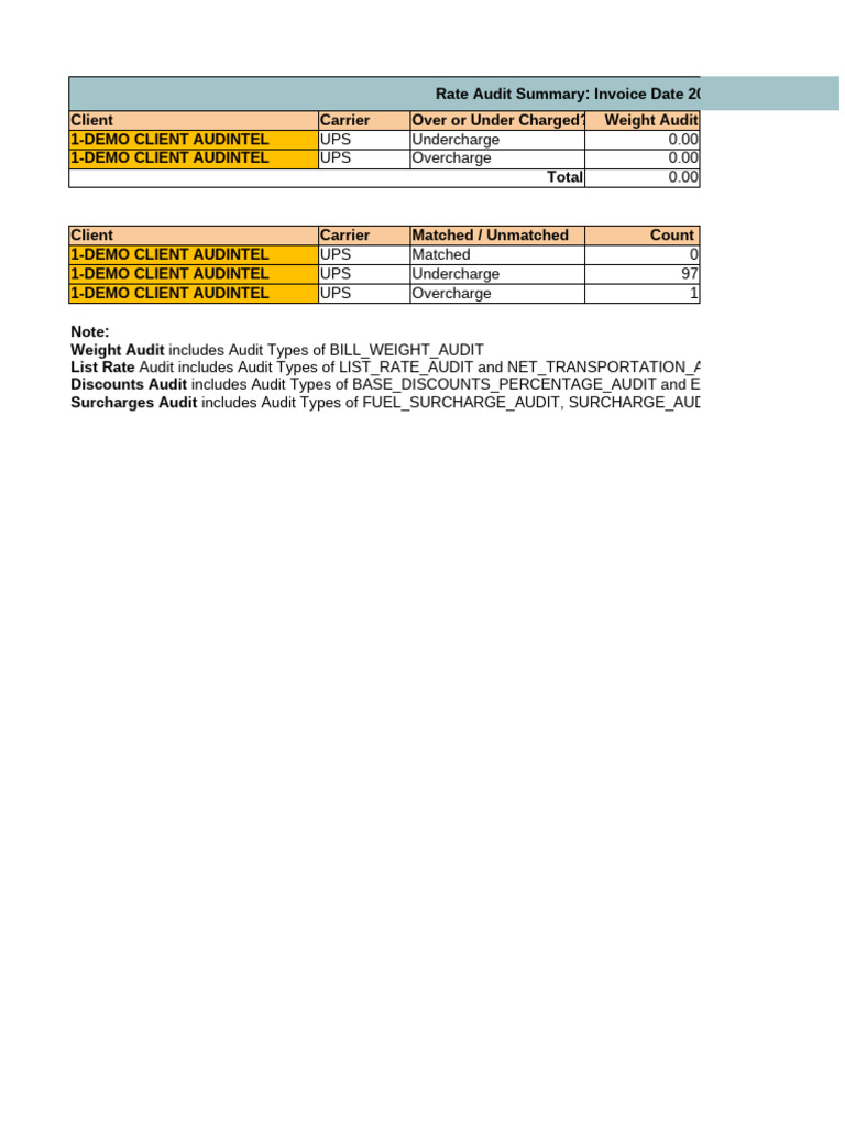 RATE AUDIT 2025-03!01!2025!03!31 1-Demo Client Audintel UPS | PDF ...