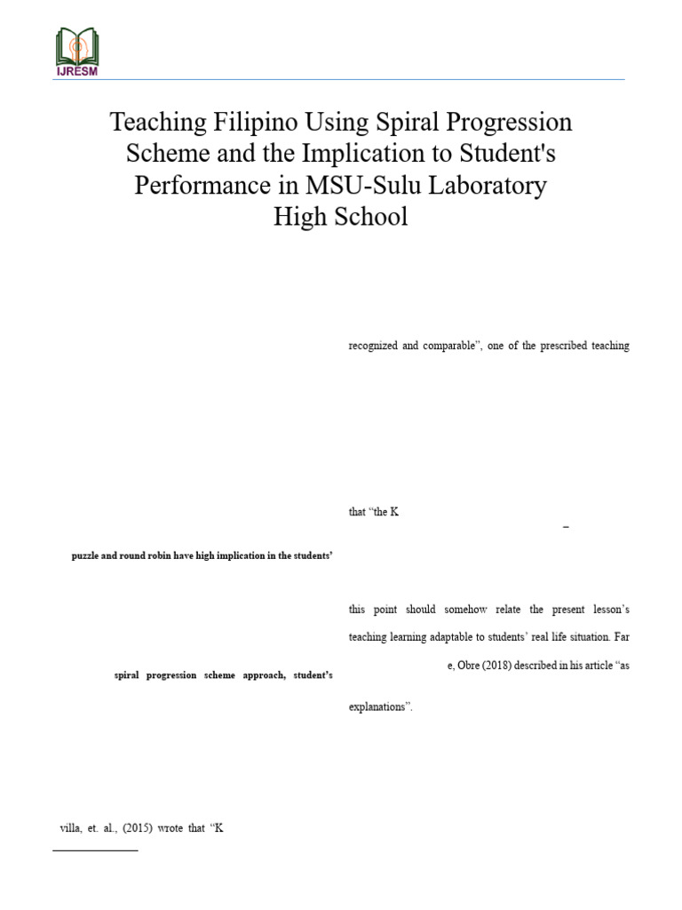 Teaching Filipino with Spiral Progression | PDF | Curriculum | Inquiry ...