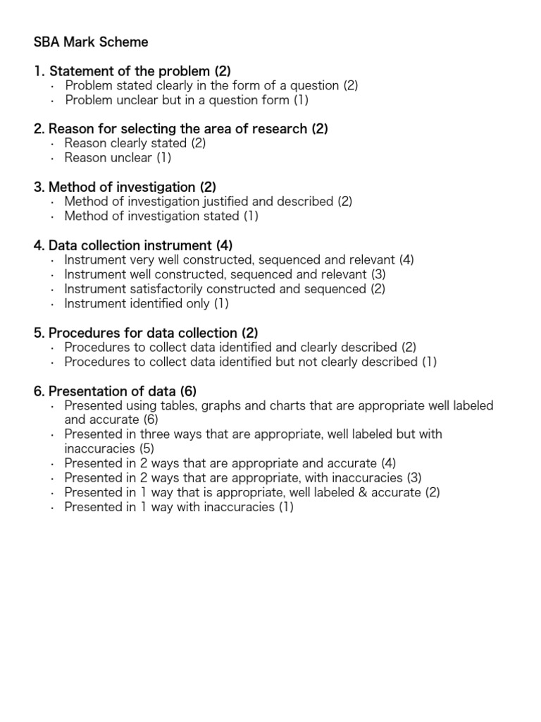 Csec Ss Sba Mark Scheme | PDF