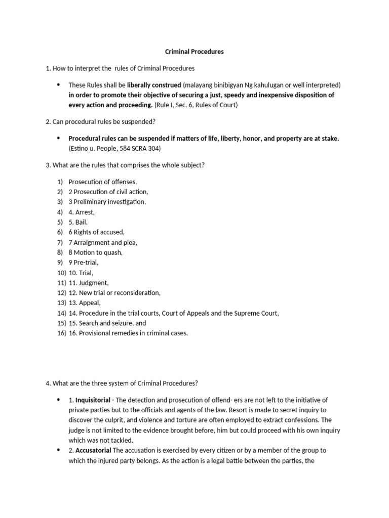 Overview of Criminal Procedure Rules | PDF | Criminal Procedure In ...