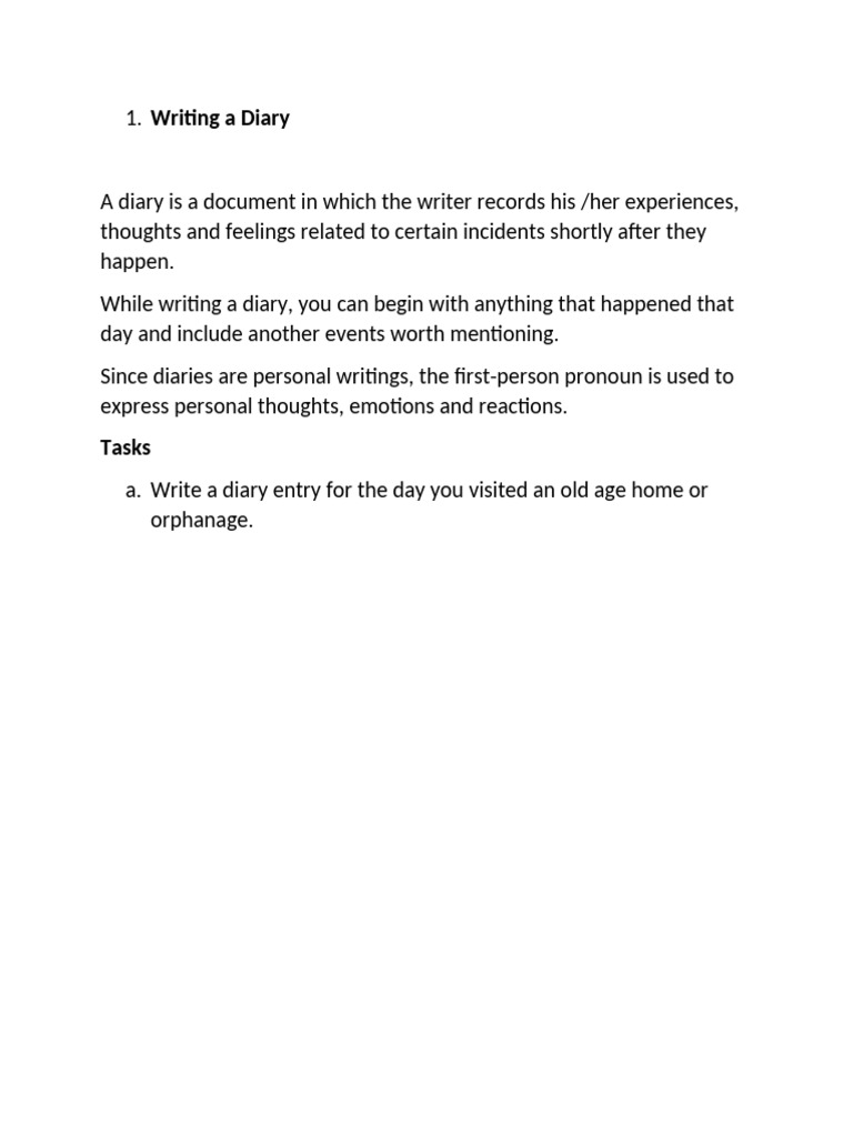 Diary Entry Writing for Students | PDF