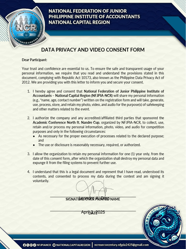 Nfjpiancr - 2425 - AcadCon North - Data Privacy and Video Consent Form ...