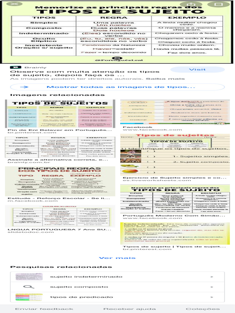 Tipos de Sujeito na Língua Portuguesa | PDF | Assunto (gramática ...