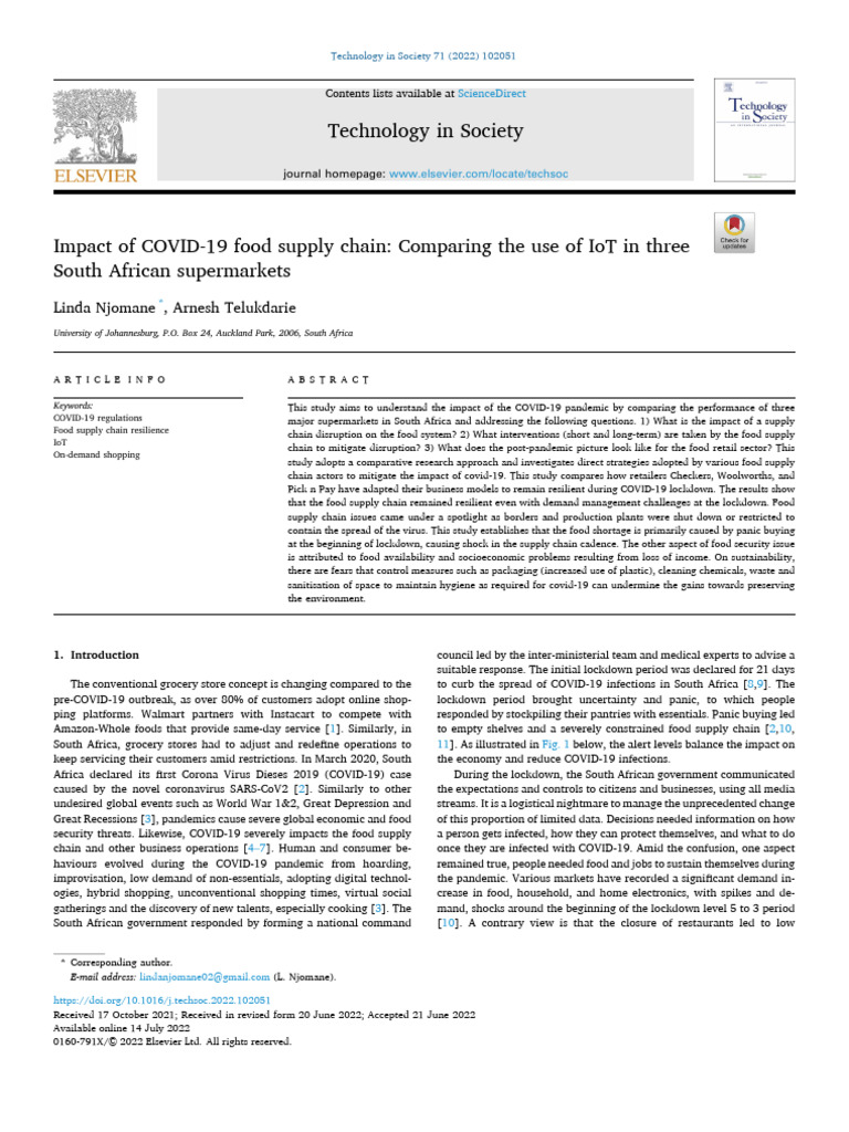COVID-19 Impact on South Africa's Food Supply | PDF | Food Security ...