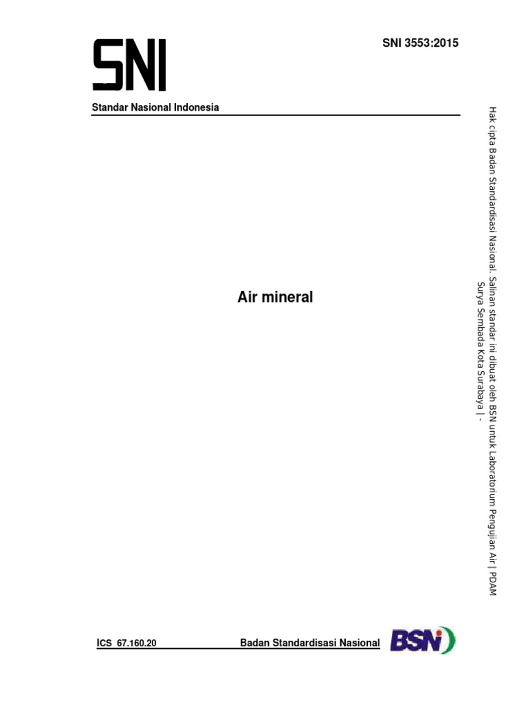 Standar SNI 3553:2015 Air Mineral | PDF