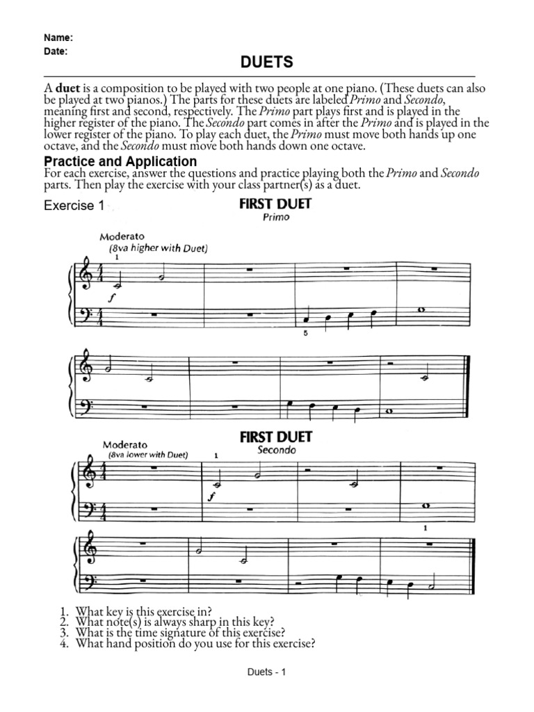 Duets: Primo Secondo Primo Secondo Primo Primo Secondo Primo Secondo | PDF