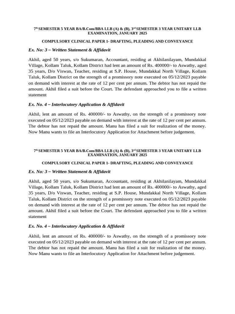 Legal Drafting: Written Statement & Affidavit | PDF