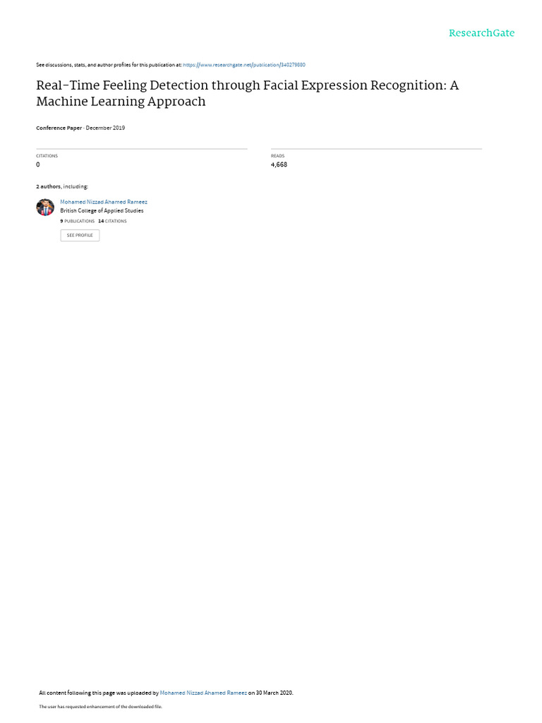 Real-Time Feeling Detection Through Facial Expression Recognition: A ...