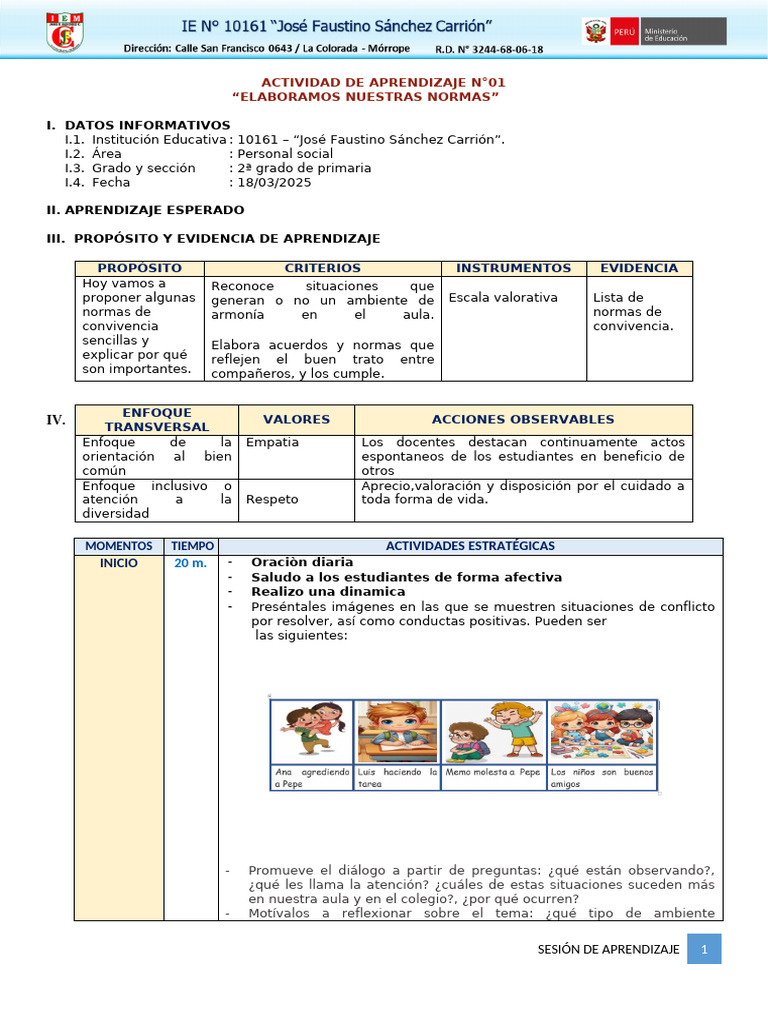 Normas de Convivencia en el Aula | PDF | Salón de clases | Aprendizaje
