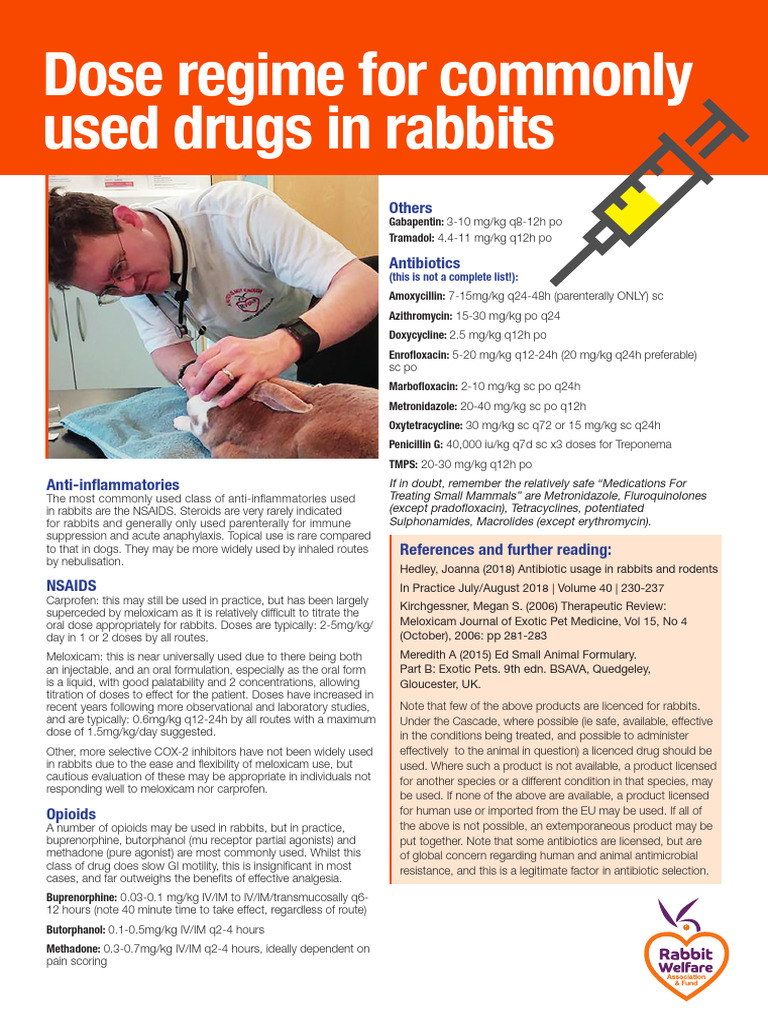 Meloxicam Dosage for Rabbits | PDF | Medical Treatments | Pharmacology