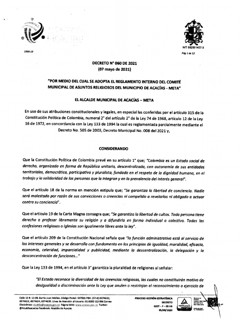 Decreto 060 de 2021 - Adopcion | PDF