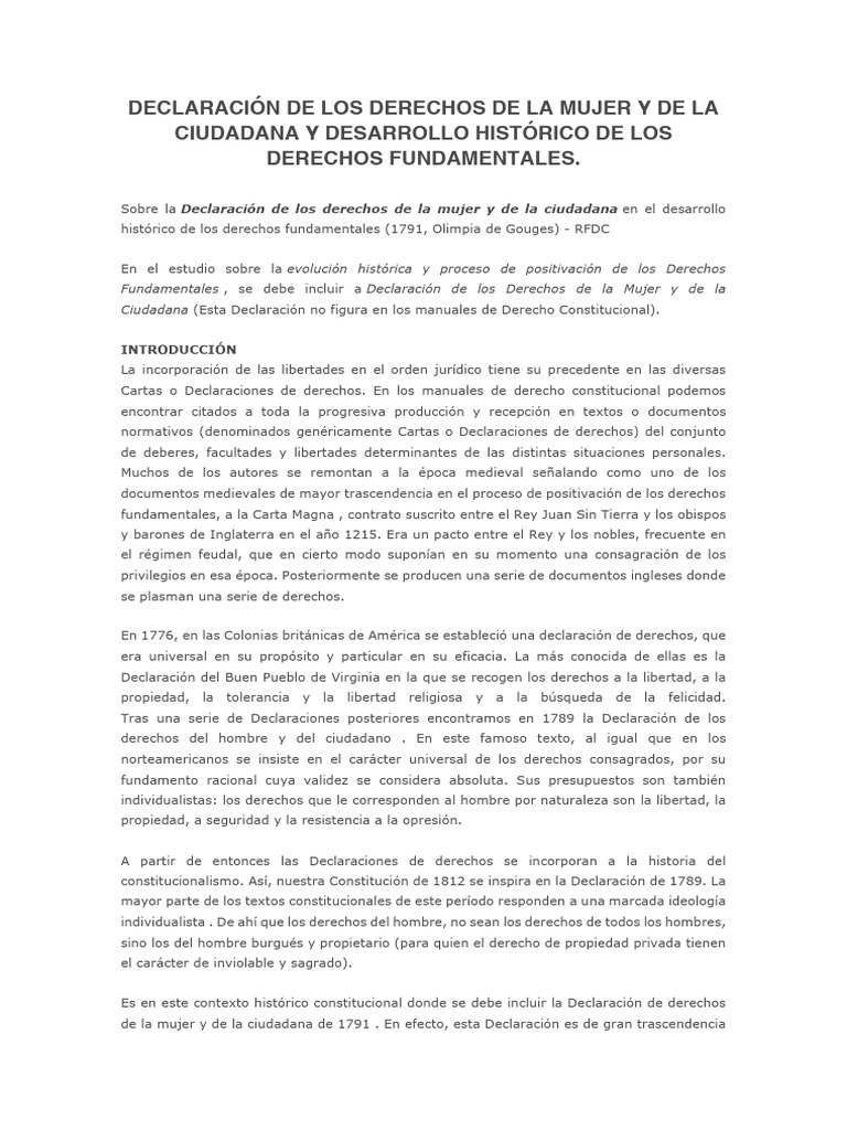 Derechos de la Mujer y Ciudadana 1791 | PDF | Justicia | Crimen y violencia