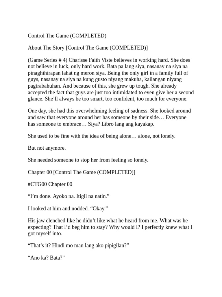 Control the Game: Charisse's Struggle | PDF