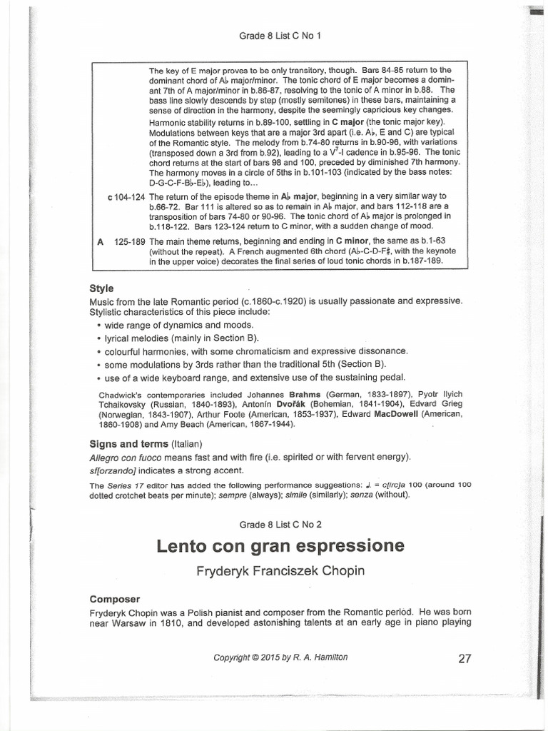 AMEB General Knowledge Grade 8 List C No.1 | PDF