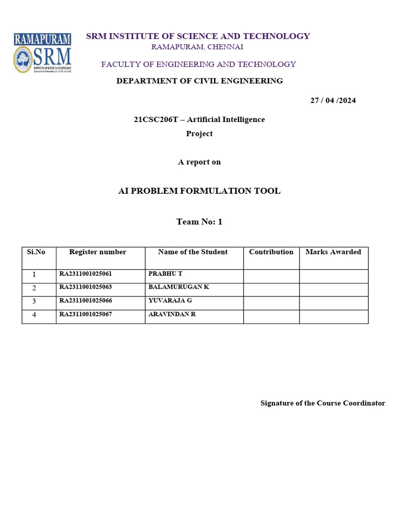 AI Problem Formulation Tool Report | PDF | Artificial Intelligence ...