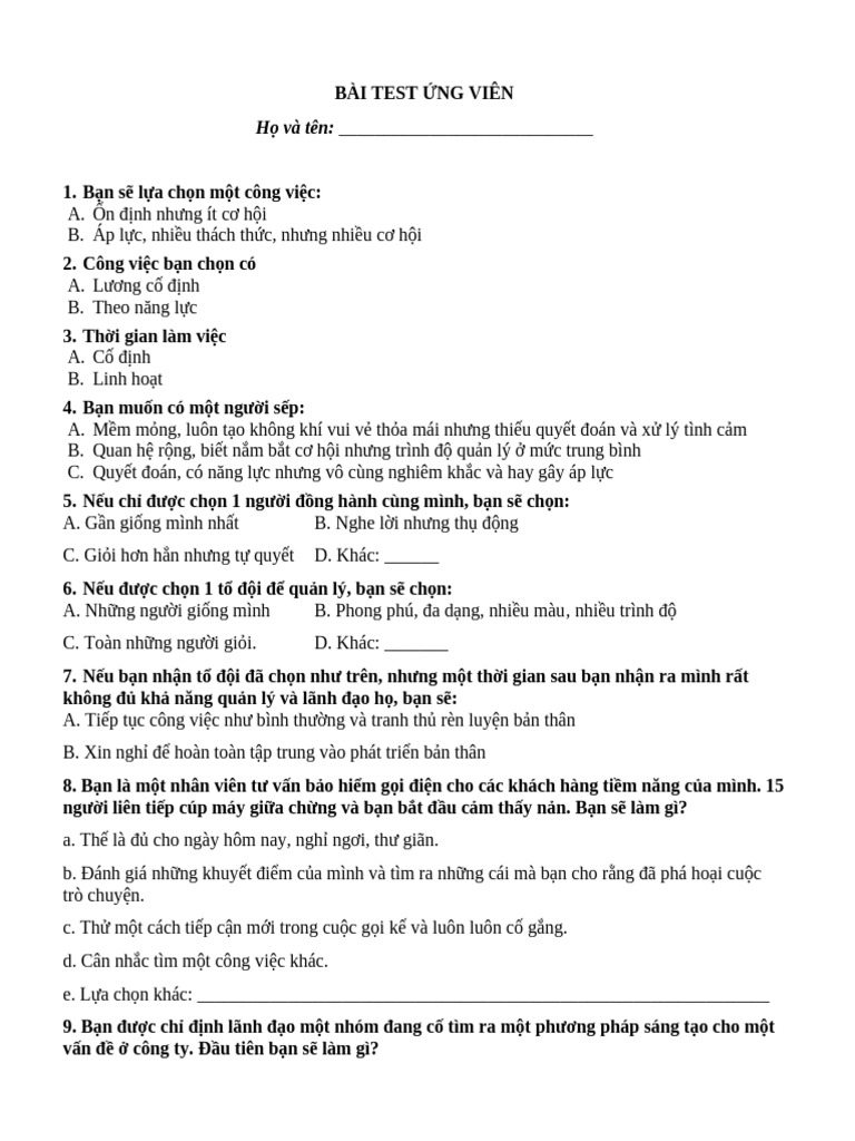 Bài Test NG Viên | PDF