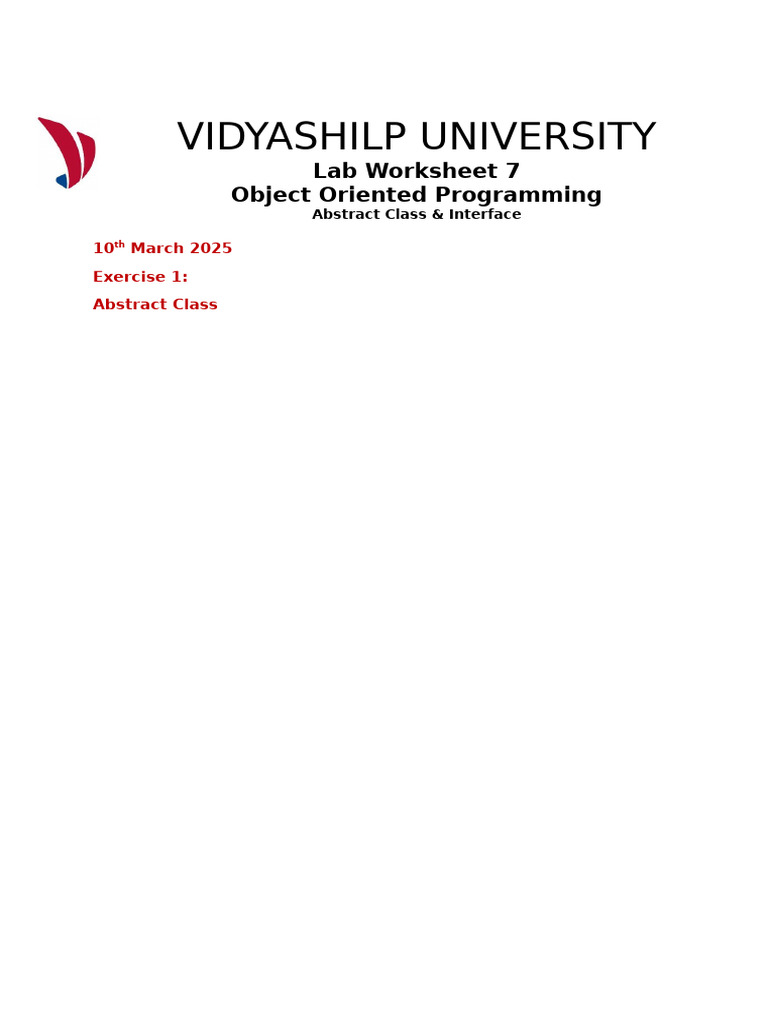 J Worksheet 7 Abstract Class and Interface | PDF