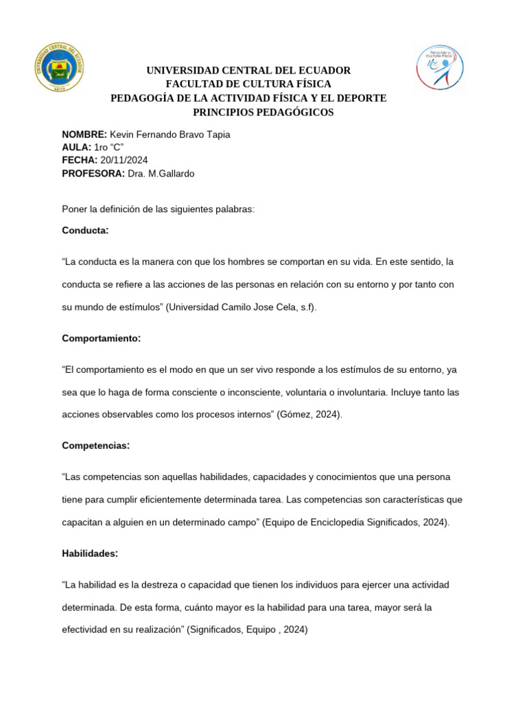 Definición de Las Palabras | PDF | Comportamiento | Teoría