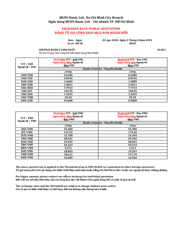 Exchange Rate Quotation 02 - Apr - 2025 | PDF