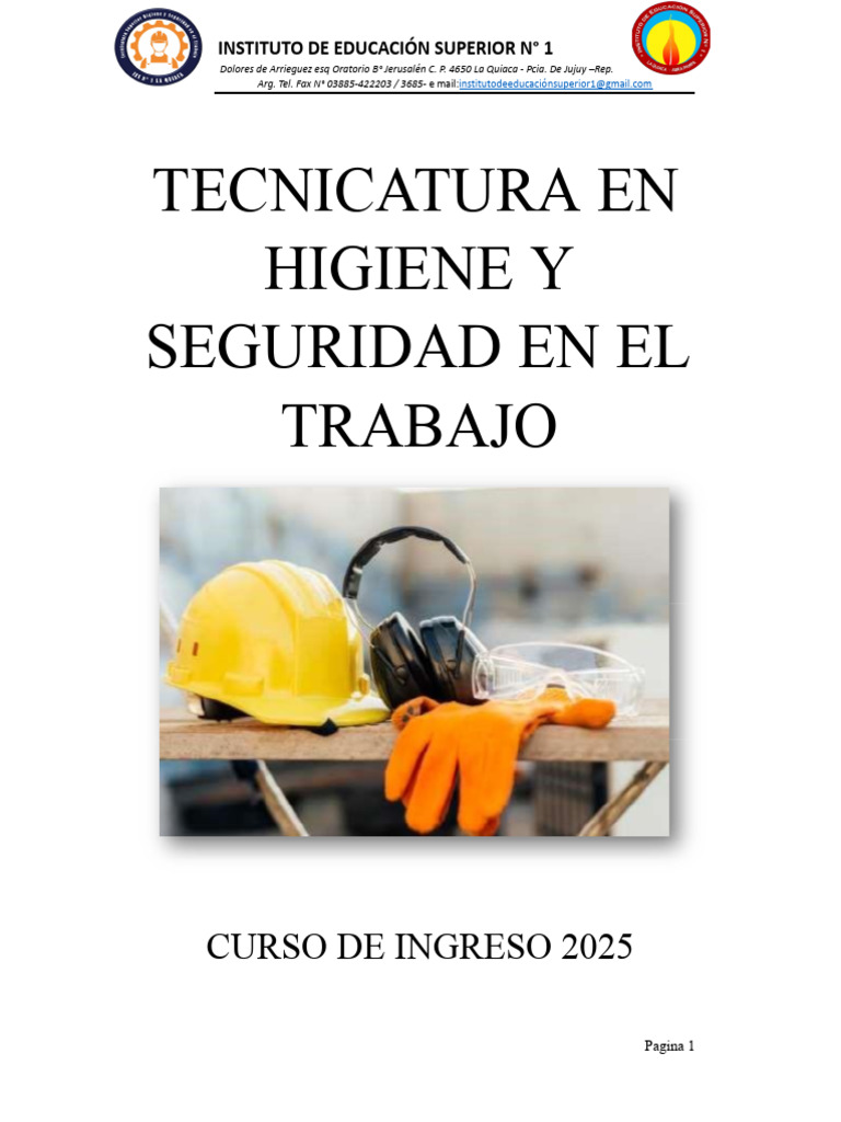 TecSup en Higiene y Seguridad en El Trabajo 2025 | PDF | Seguridad y ...