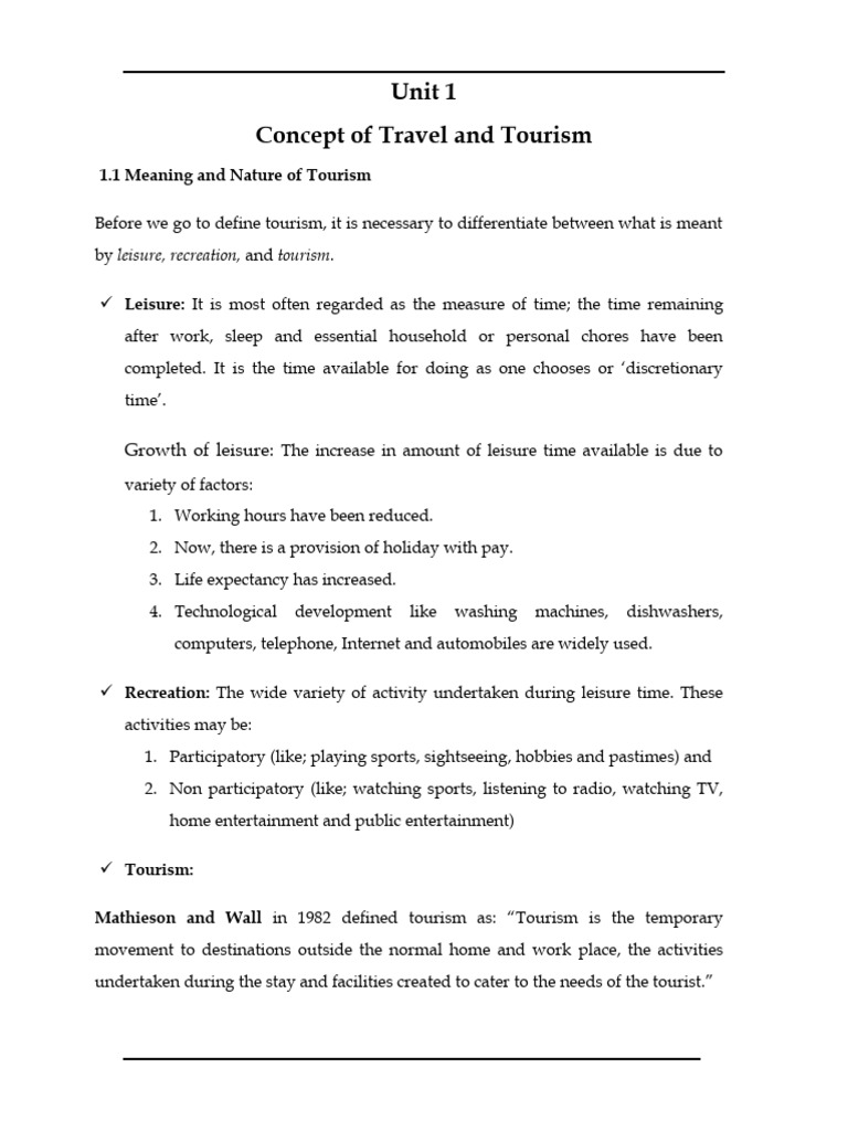 Understanding Travel and Tourism Concepts | PDF | Tourism | Recreation