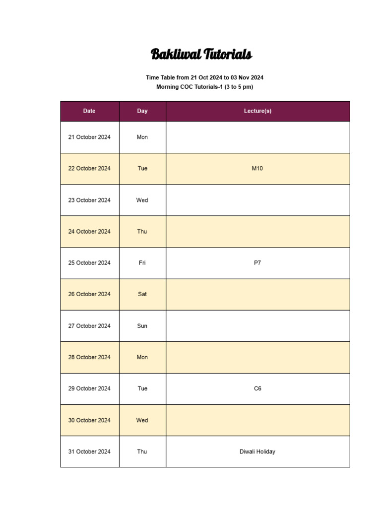 Morning COC Tutorials-1 (3 To 5 PM) | PDF