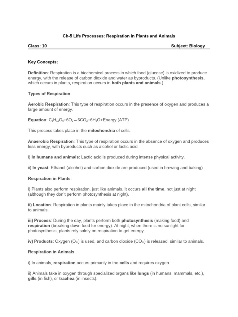 Biology Life Process Notes Part-3 | PDF | Cellular Respiration | Hemoglobin