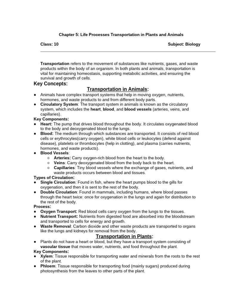 Biology Life Process Notes Part-4 | PDF | Blood | Circulatory System