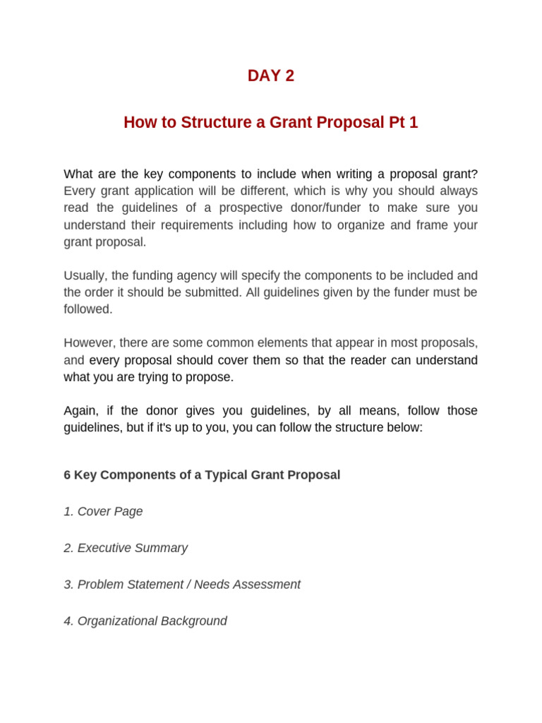Key Components of Grant Proposals | PDF | Acronym | Monitoring And ...