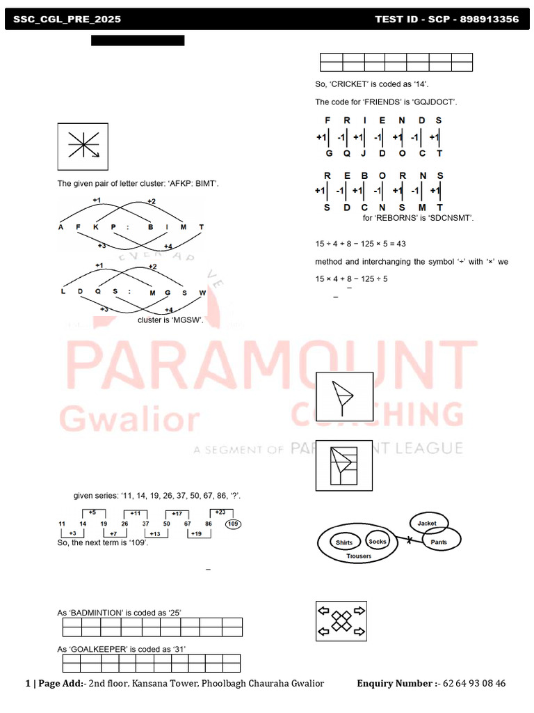 SSC CGL Pre 2025 Reasoning Insights | PDF | Verb | Language Mechanics